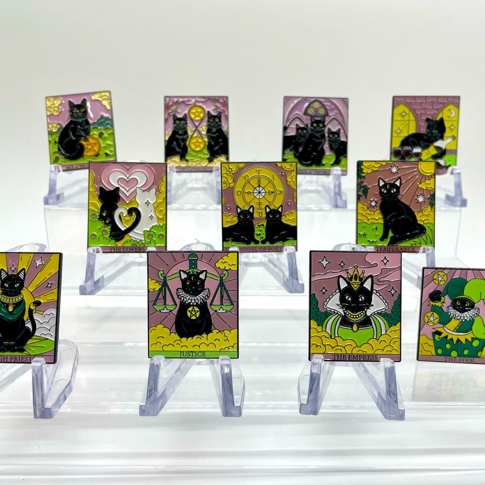 Tarot Card Cat themed custom pins set